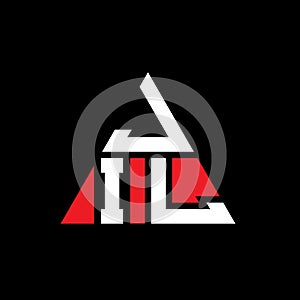 JIL triangle letter logo design with triangle shape. JIL triangle logo design monogram. JIL triangle vector logo template with red
