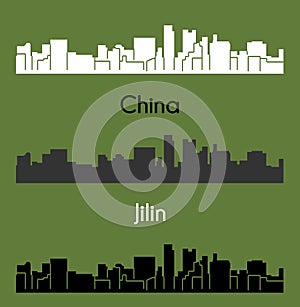 Jilin, China city silhouette