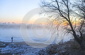 Sunrise at Rime island in Jilin, China photo