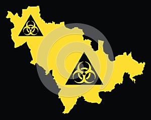 Jilin province map of China with biohazard virus sign