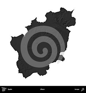 Jiloca, Spain, isolated on white. Grayscale