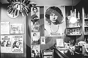 Jim Morrison photos in cafe