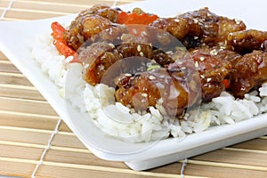 Jim's sesame chicken on plate