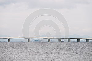 Jimei Bridge and the Ocean on a Cloudy Day in Xiamen, Fujian Province, China
