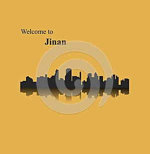 Jinan, China city silhouette