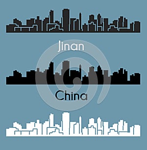 Jinan, China city silhouette