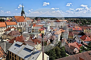 Jindrichuv-Hradec city center from the top