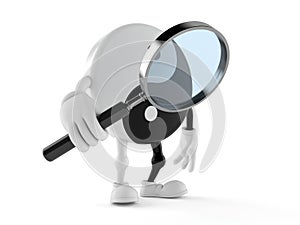 Jing Jang character holding magnifying glass