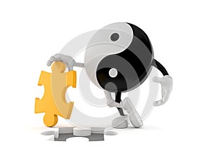 Jing Jang character with jigsaw puzzle