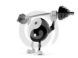 Jing Jang character lifting heavy barbell