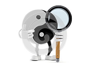 Jing Jang character with magnifying glass