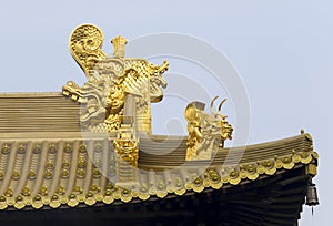 Jing An Temple Golden Dragon Heads