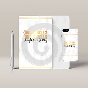 Jingle Balls. christmas branding phone case, notepad, card