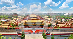 Jingshan Park,panorama above on the Forbidden City, Beijing.