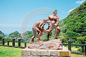 Historical statue at Gold Museum in Jinguashi, Taiwan