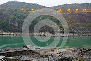 The Jinsha river bank at dawn