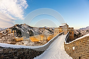 Jinshanling Great Wall after the snow is picturesque