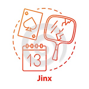 Jinx concept icon. Magic and superstition idea thin line illustration. Bad luck, misfortune omen, paranormal curse photo