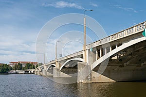 the Jirasek Bridge, Jiraskuv Most between the Prague districts of Nove Mesto and Smichov photo