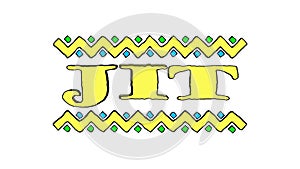Jit African pop music style. Animation text. 4K video. Yellow letters, element on white background. African music Jit
