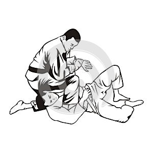 Jiu Jitsu Line Art Illustration