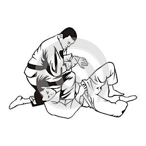 Jiu Jitsu Line Art Illustration photo