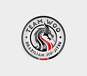 Jiu jitsu logo template with dragon mascot
