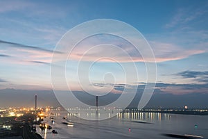 Jiujiang cable stayed bridge in nightfall