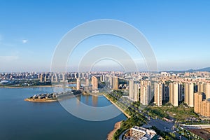 Jiujiang cityscape on lakeside