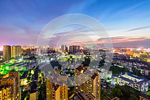 Jiujiang cityscape in sunset