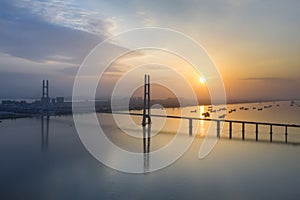 Jiujiang second bridge in sunset