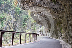 Jiuqudong Tunnel of Nine Turns at Taroko National Park. a famous tourist spot in Xiulin, Hualien
