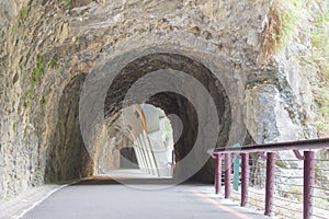 Jiuqudong Tunnel of Nine Turns at Taroko National Park. a famous tourist spot in Xiulin, Hualien