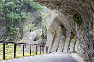 Jiuqudong Tunnel of Nine Turns at Taroko National Park. a famous tourist spot in Xiulin, Hualien