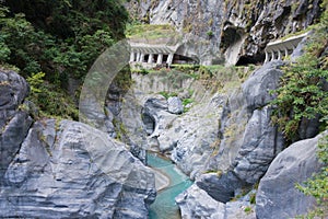 Jiuqudong Tunnel of Nine Turns at Taroko National Park. a famous tourist spot in Xiulin, Hualien