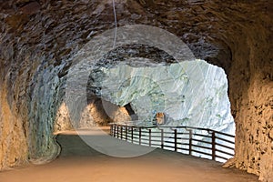Jiuqudong Tunnel of Nine Turns at Taroko National Park. a famous tourist spot in Xiulin, Hualien, Taiwan
