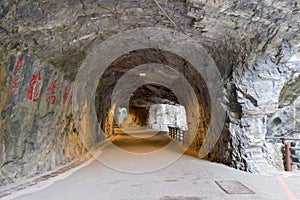 Jiuqudong Tunnel of Nine Turns at Taroko National Park. a famous tourist spot in Xiulin, Hualien, Taiwan