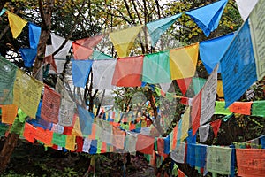 Tibetan Prayer Flags in Jiuzhaigou National Park of Sichuan China