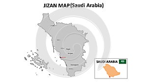 Jizan Map. Jizan Map of Saudi Arabia with color background and all states names photo