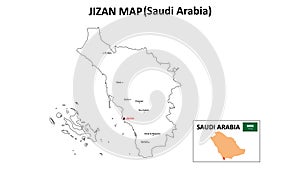 Jizan Map. Jizan Map of Saudi Arabia with white background and all states names photo