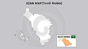 Jizan Map.Jizan Map Saudi Arabia with white background and line map photo