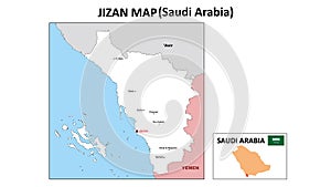 Jizan map. Political map of Jizan. Jizan Map of Saudi Arabia with white color photo
