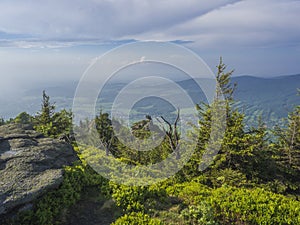 Jizera Mountains jizerske hory panorama, view from hill Frydla