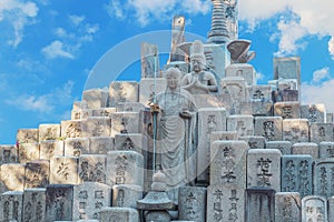 Jizo Bodhisattva on a Grave at Shitennoji Temple in Osaka