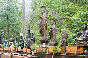 Jizo Statues at Okunoin Cemetery in Koya, Wakayama, Japan. Mount Koya is UNESCO World Heritage