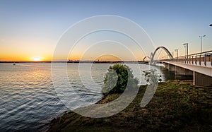 JK Bridge and Paranoa Lake at Sunset - Brasilia, Distrito Federal, Brazil