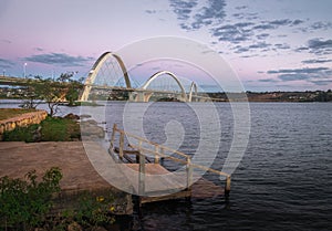 JK Bridge and Paranoa Lake at Sunset - Brasilia, Distrito Federal, Brazil