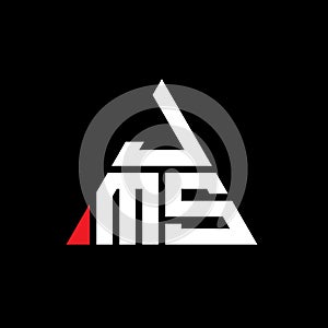 JMS triangle letter logo design with triangle shape. JMS triangle logo design monogram. JMS triangle vector logo template with red