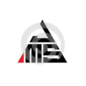 JMS triangle letter logo design with triangle shape. JMS triangle logo design monogram. JMS triangle vector logo template with red
