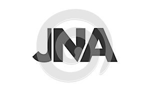 JNA logo design template with strong and modern bold text. Initial based vector logotype featuring simple and minimal typography. photo